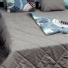 gray blue bedsheet