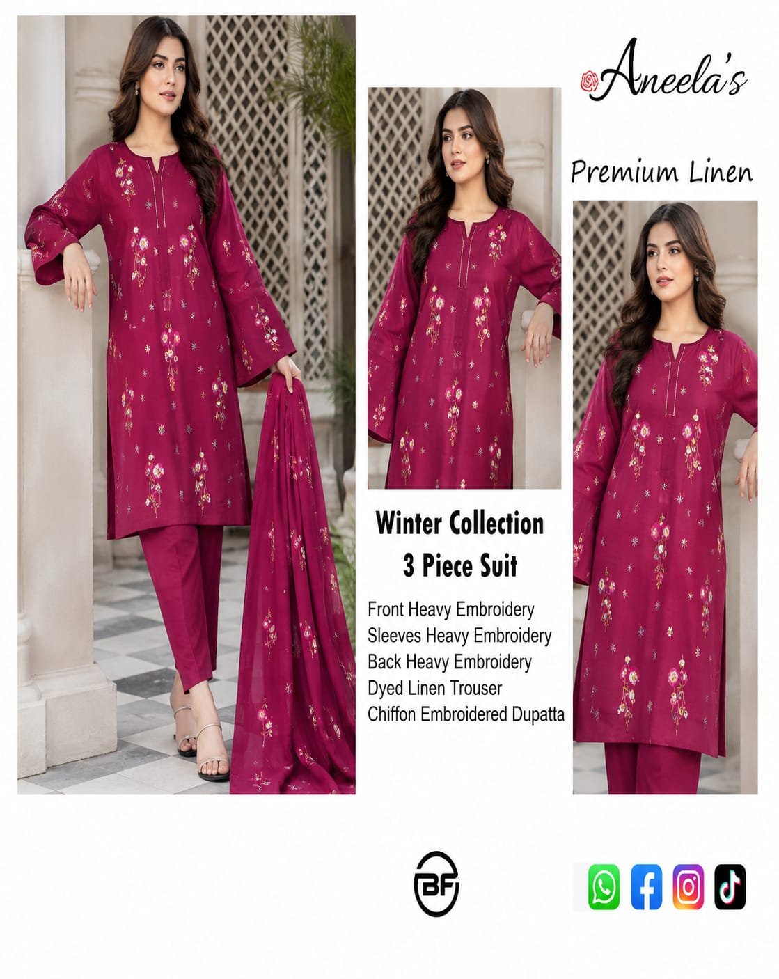 ANEELA'S HIT TRENDING EMBROIDERED ARTICLE IN LINEN
