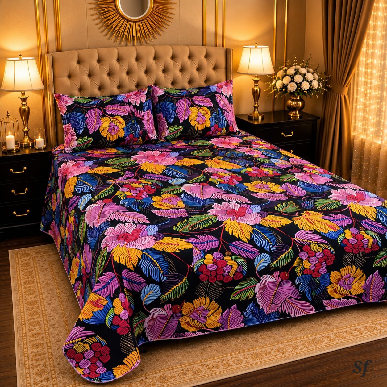 .........⚜️ BEDIOR ⚜️............ 🍂  3 PCS DIGITAL BED SHEET SET 🍂