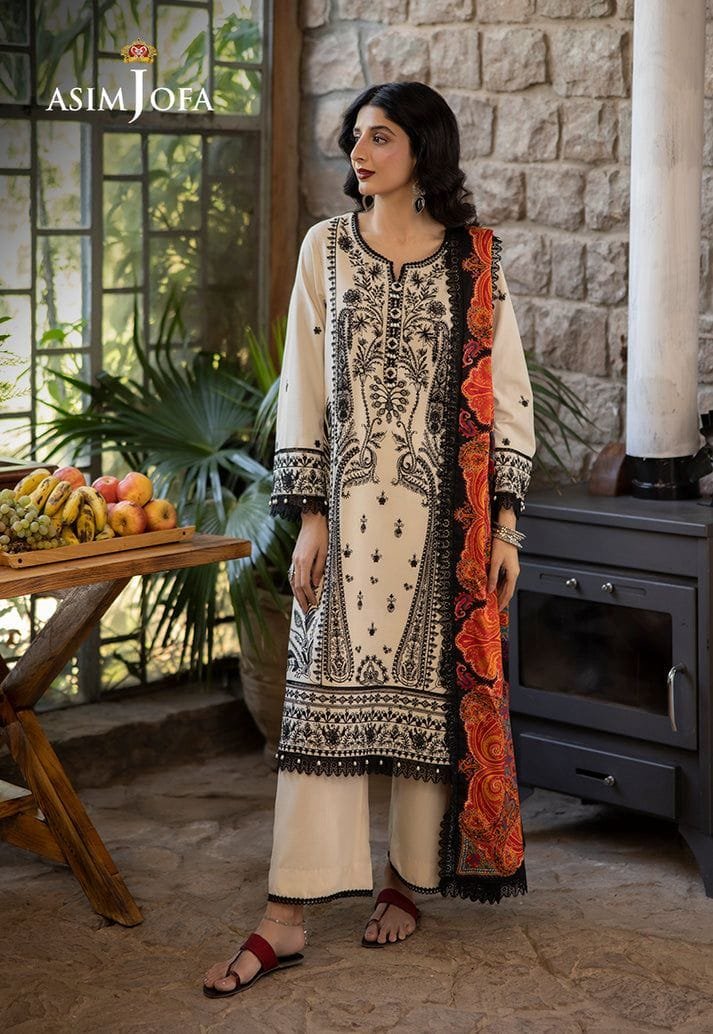 Asim Jofa PURE DHANAK 3PC EMBROIDERED COLLECTION